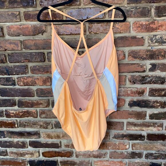 New J. Crew Peach Orange Color Block One-Piece Swim Bathing Suit Women's Size 22 - Picture 4 of 8
